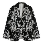 Black And White Damask Pattern Print Men's Blazer