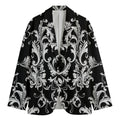 Black And White Damask Pattern Print Men's Cotton Blazer