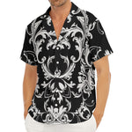 Black And White Damask Pattern Print Men's Deep V-Neck Shirt