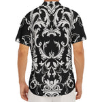 Black And White Damask Pattern Print Men's Deep V-Neck Shirt