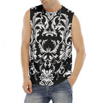 Black And White Damask Pattern Print Men's Fitness Tank Top