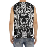 Black And White Damask Pattern Print Men's Fitness Tank Top