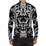 Black And White Damask Pattern Print Men's Long Sleeve Rash Guard