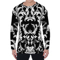 Black And White Damask Pattern Print Men's Long Sleeve T-Shirt