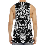 Black And White Damask Pattern Print Men's Muscle Tank Top