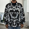 Black And White Damask Pattern Print Men's Shirt Jacket