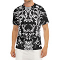 Black And White Damask Pattern Print Men's Short Sleeve Rash Guard
