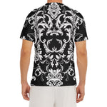 Black And White Damask Pattern Print Men's Short Sleeve Rash Guard