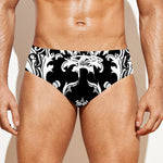Black And White Damask Pattern Print Men's Swim Briefs