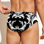 Black And White Damask Pattern Print Men's Swim Briefs