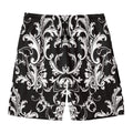 Black And White Damask Pattern Print Men's Swim Trunks