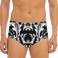 Black And White Damask Pattern Print Men's Triangle Swim Briefs