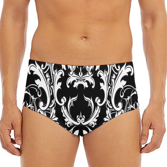 Black And White Damask Pattern Print Men's Triangle Swim Briefs