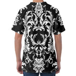 Black And White Damask Pattern Print Men's Velvet T-Shirt
