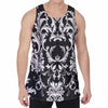 Black And White Damask Pattern Print Men's Velvet Tank Top