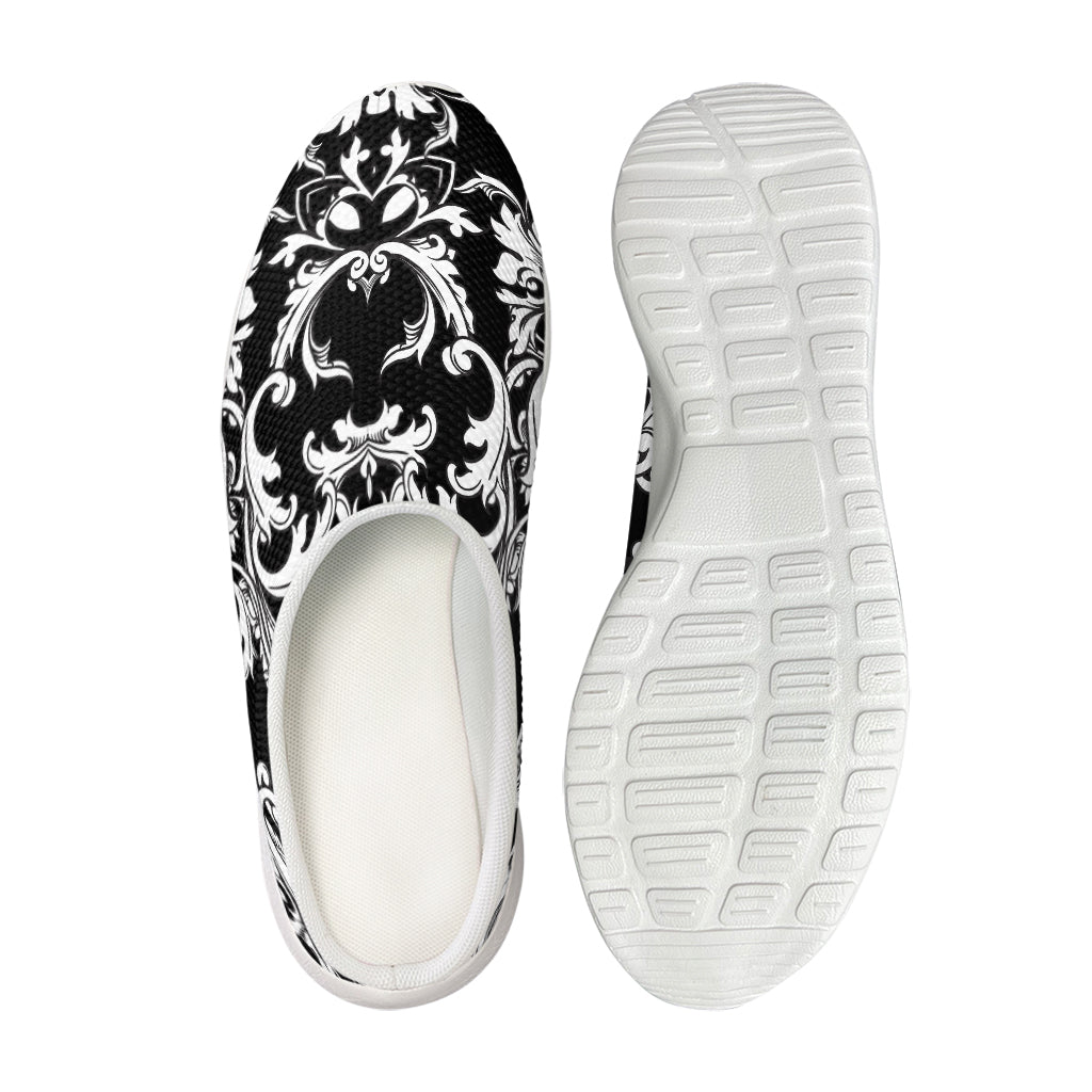 Black And White Damask Pattern Print Mesh Casual Shoes