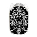 Black And White Damask Pattern Print Mesh Laundry Hamper