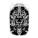 Black And White Damask Pattern Print Mesh Laundry Hamper