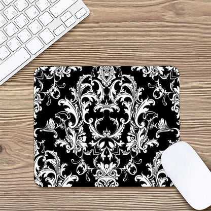 Black And White Damask Pattern Print Mouse Pad