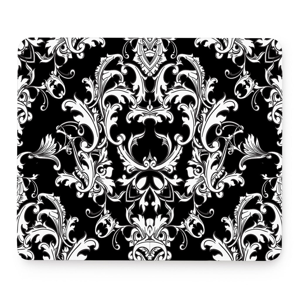 Black And White Damask Pattern Print Mouse Pad