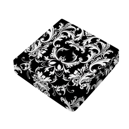 Black And White Damask Pattern Print Outdoor Seat Cushion Cover