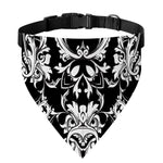 Black And White Damask Pattern Print Over The Collar Dog Bandana