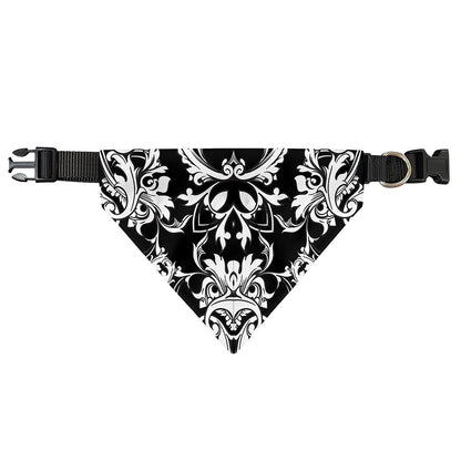 Black And White Damask Pattern Print Over The Collar Dog Bandana