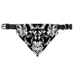Black And White Damask Pattern Print Over The Collar Dog Bandana