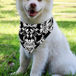 Black And White Damask Pattern Print Over The Collar Dog Bandana