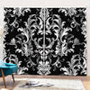 Black And White Damask Pattern Print Pencil Pleat Curtains