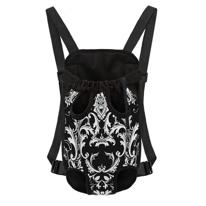 Black And White Damask Pattern Print Pet Carrier Backpack