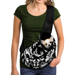 Black And White Damask Pattern Print Pet Sling Carrier