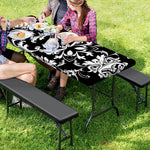 Black And White Damask Pattern Print Picnic Table Cover