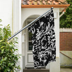 Black And White Damask Pattern Print Polyester Flag