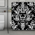 Black And White Damask Pattern Print Polyester Shower Curtain