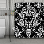 Black And White Damask Pattern Print Polyester Shower Curtain