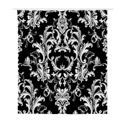 Black And White Damask Pattern Print Polyester Shower Curtain