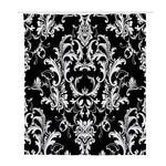 Black And White Damask Pattern Print Polyester Shower Curtain
