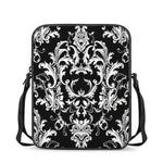 Black And White Damask Pattern Print Rectangular Crossbody Bag