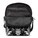 Black And White Damask Pattern Print Rectangular Crossbody Bag