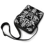 Black And White Damask Pattern Print Rectangular Crossbody Bag