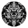 Black And White Damask Pattern Print Round Blanket