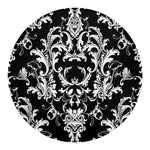 Black And White Damask Pattern Print Round Blanket
