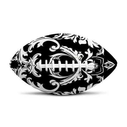 Black And White Damask Pattern Print Rugby Ball