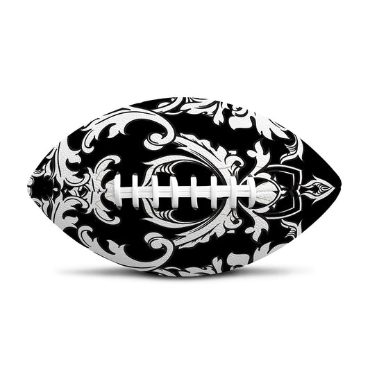 Black And White Damask Pattern Print Rugby Ball