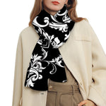 Black And White Damask Pattern Print Scarf