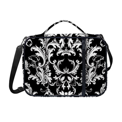 Black And White Damask Pattern Print Shoulder Strap Bible Bag