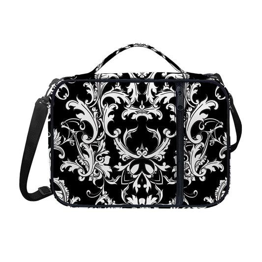 Black And White Damask Pattern Print Shoulder Strap Bible Bag