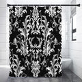 Black And White Damask Pattern Print Shower Curtain