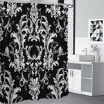 Black And White Damask Pattern Print Shower Curtain